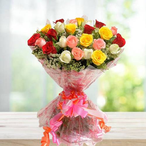 Beautiful Bunch of 24 Mix Roses Bouquet