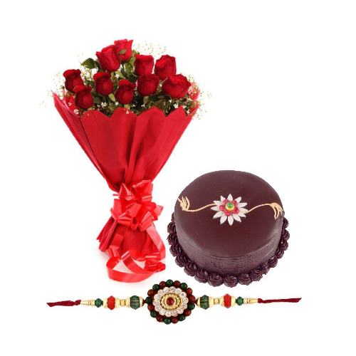 Raksha Bandhan Special Red Rose and Cake