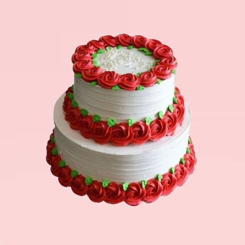 2 Tier Rose Cake