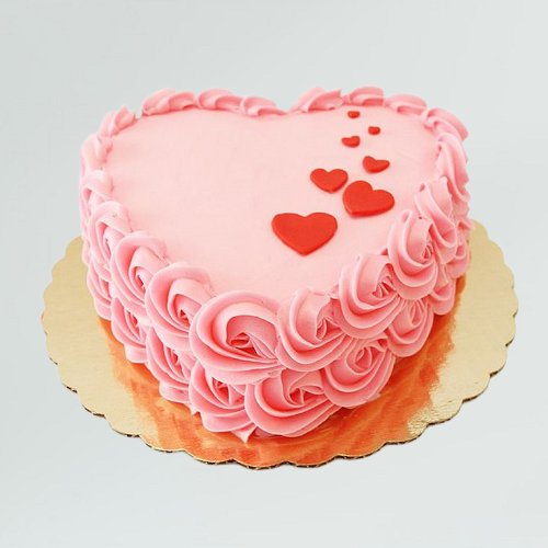 Heart Shape Pink Rose Cake