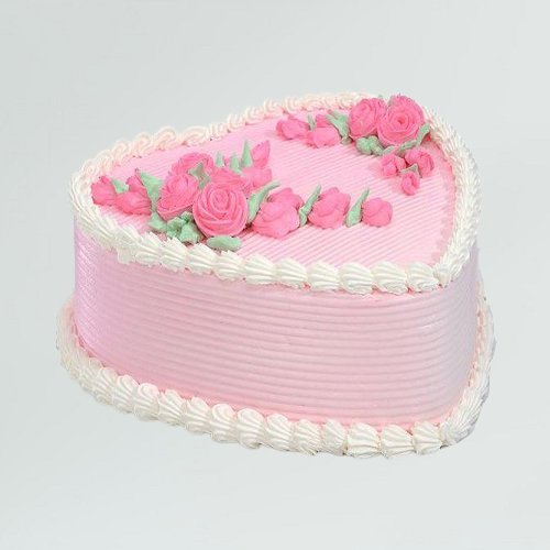 Strawberry Anniversary Heart Shape Cake