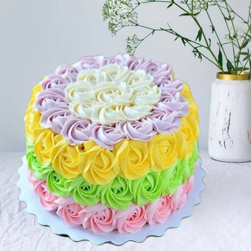 Buy Send Yummy Colorful Rose Cake Order Now in Tasty Treat Cakes