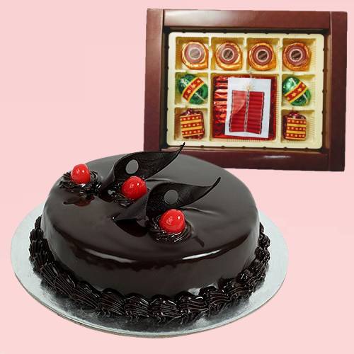 Diwali Special Chocolate Crackers and Chocolate Truffle Cake