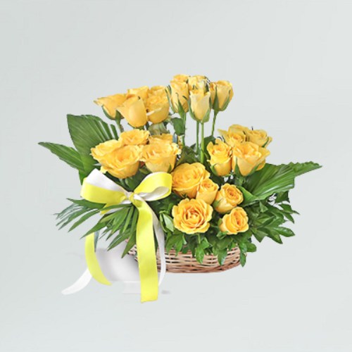 Buy Online Yellow Roses Arrangement Basket