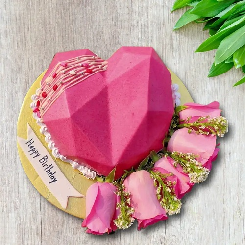 Pink Flowers Dazzling Pinata Cake