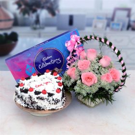 Cake & Flowers with Chocolate Combo