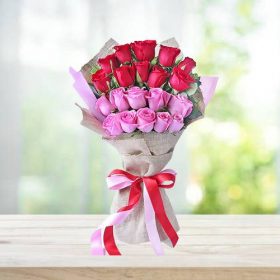 Buy Online Red and Pink Roses Arrangement Bouquet