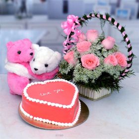 Cake and Flowers with Teddy